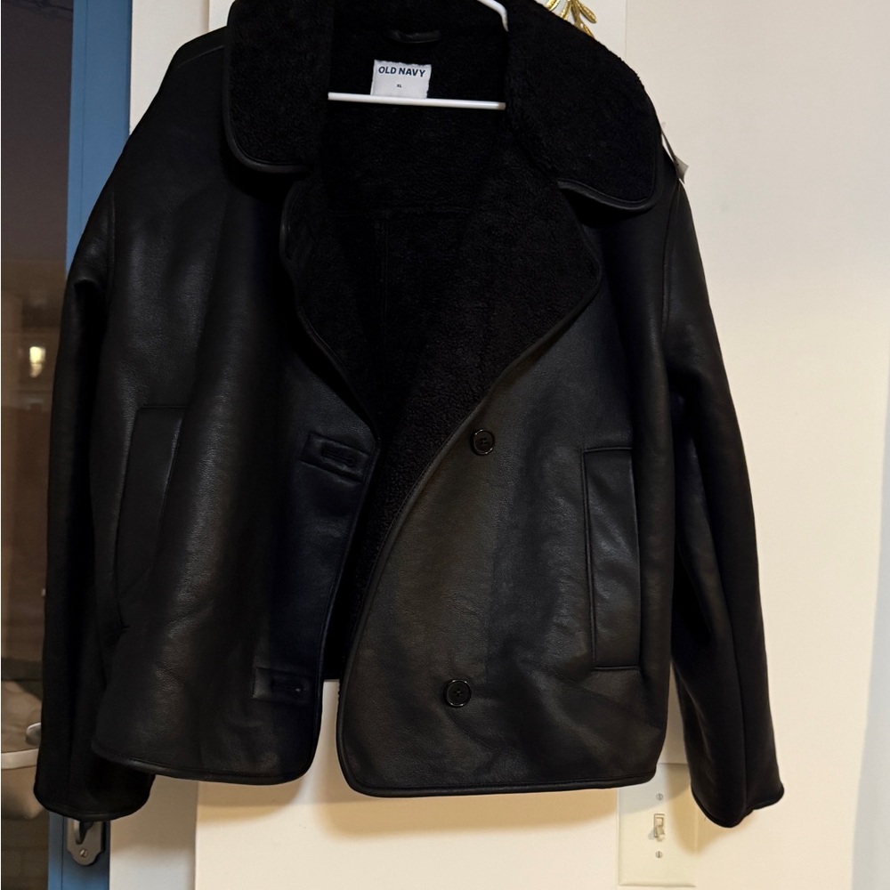 Old Navy Women's Classic Black Leather Jacket